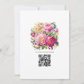 Roze, Groen en Goud Bloemen Lente Bruiloft Kaart (Achterkant)