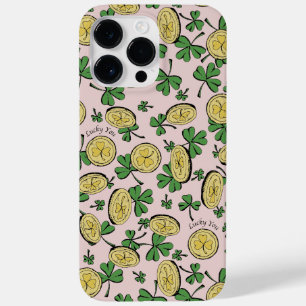 Roze groen en goud St Patrick's Lucky You Shamrock Case-Mate iPhone 14 Pro Max Hoesje