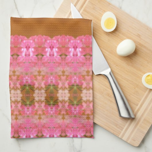 Roze groen en goud theedoek (Quarter Fold)