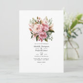Roze, Groen en Kaneelroze Bruiloft Kaart (Staand voorkant)