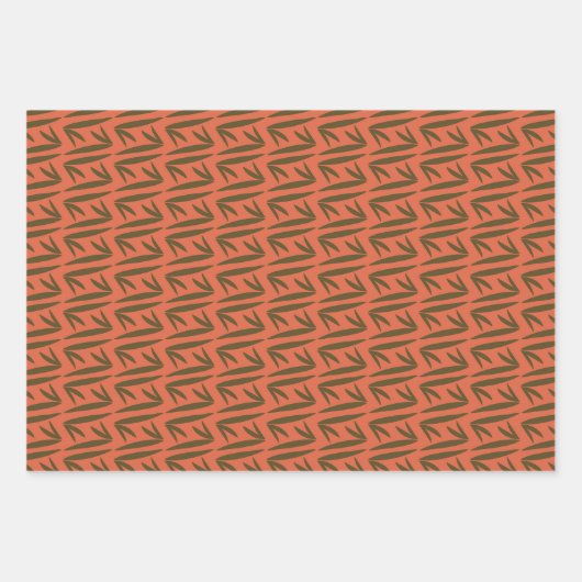 Roze, Groen en Sinaasappel Bloemen en Patroon Inpakpapier Vel (Voorkant)