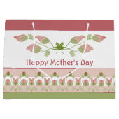 Roze groen en witte Floral geaccentreerd Groot Cadeauzakje (Voorkant)