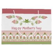 Roze groen en witte Floral geaccentreerd Groot Cadeauzakje (Achterkant)