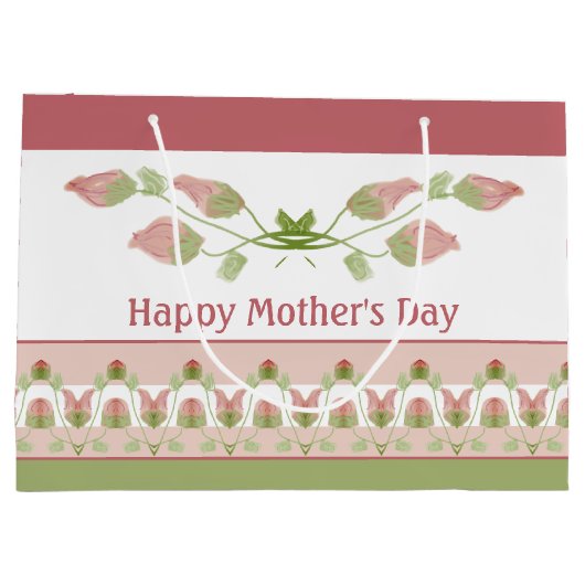 Roze groen en witte Floral geaccentreerd Groot Cadeauzakje (Achterkant)