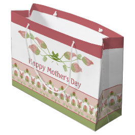 Roze groen en witte Floral geaccentreerd Groot Cadeauzakje