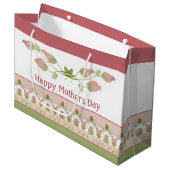 Roze groen en witte Floral geaccentreerd Groot Cadeauzakje (Voorkant Gekanteld)