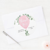 Roze groen eucalyptus ballon baby stickers (Envelop)