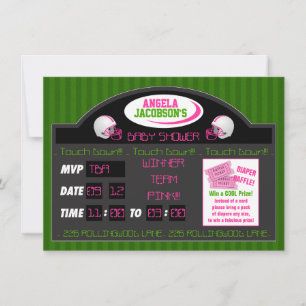 Roze groen Football Scorebord Baby shower van spor Kaart