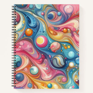 ROZE GROEN GEEL BLAUW ABSTRACTE WERVELINGEN NOTITIEBOEK