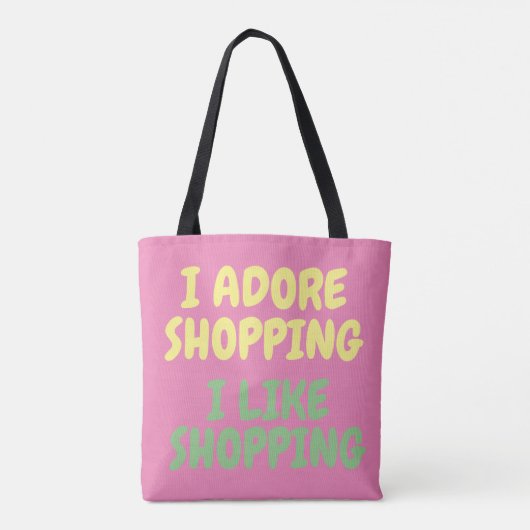 Roze groen geel gemengd gekleurd met tekst tote bag (Achterkant)