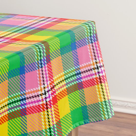 Roze Groen Geel Madras ruitontwerp Tafelkleed