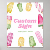 Roze Groen Geel Popsicle Party Aangepaste Tafeltek Poster (Voorkant)