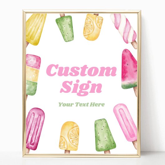 Roze Groen Geel Popsicle Party Aangepaste Tafeltek Poster
