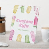Roze Groen Geel Popsicle Party Aangepaste Tafeltek Reclamebord Met Voetstuk (Insitu)