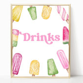 Roze Groen Geel Popsicle Party Drinken Tafelteken Poster
