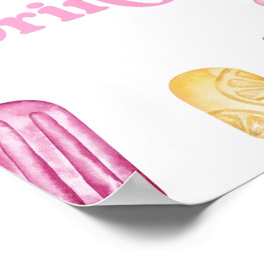 Roze Groen Geel Popsicle Party Drinken Tafelteken Poster (Hoek)