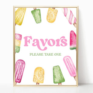Roze Groen Geel Popsicle Party Favorieten Tafeltek Poster