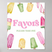Roze Groen Geel Popsicle Party Favorieten Tafeltek Poster (Voorkant)