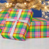 Roze Groen Geel Tartan Plakken Ontwerp Cadeaupapier