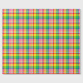 Roze Groen Geel Tartan Plakken Ontwerp Cadeaupapier (Vlak)