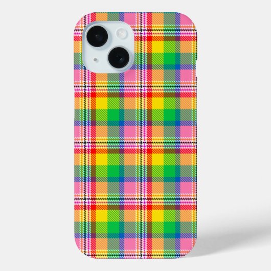 Roze Groen Geel Tartan Plakken Ontwerp Case-Mate iPhone Case (Achterkant)