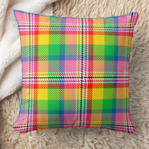 Roze Groen Geel Tartan Plakken Ontwerp Kussen