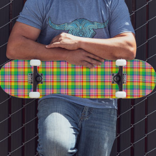 Roze Groen Geel Tartan Plakken Ontwerp Persoonlijk Skateboard