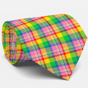 Roze Groen Geel Tartan Plakken Ontwerp Stropdas