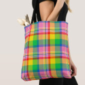 Roze Groen Geel Tartan Plakken Ontwerp Tote Bag