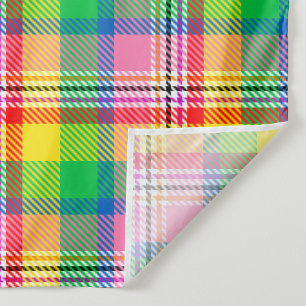 Roze Groen Geel Tartan Plakken Ontwerp Wandkleed