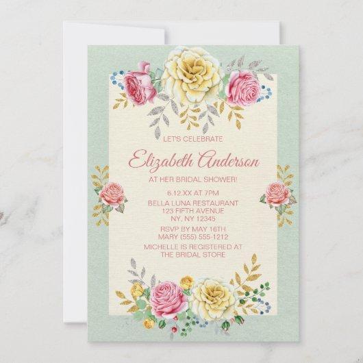 Roze, groen gele rozenrood, zilver VRIJGEZELLENFEE Kaart (Voorkant)