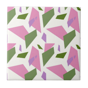 Roze Groen Geometrisch Vormen Naadloos Patroon Tegeltje