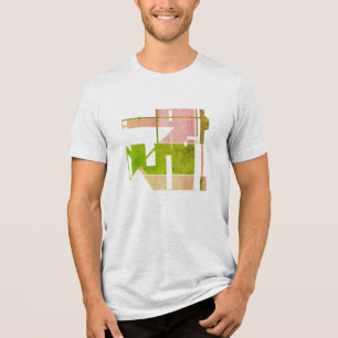 Roze Groen Geometrische Tribal Art Motief, Klein Tri-Blend Shirt