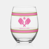 Roze Groen Gepersonaliseerde Aangepaste Tekst Pick Wijnglas Zonder Voet (Voorkant)