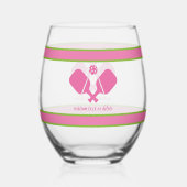 Roze Groen Gepersonaliseerde Aangepaste Tekst Pick Wijnglas Zonder Voet (Achterkant)