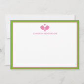 Roze Groen Gepersonaliseerde Naam Fun Pickleball Notitiekaartje (Voorkant)