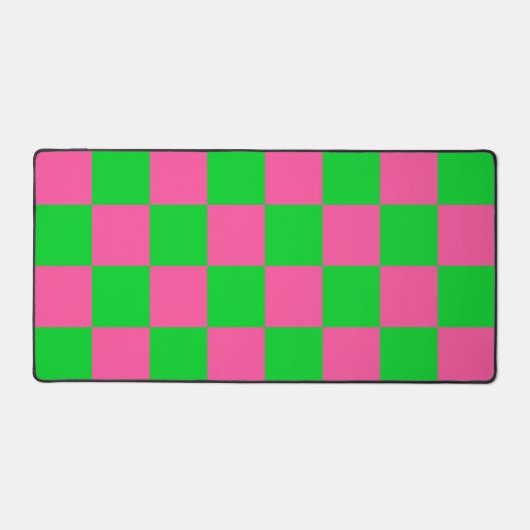 Roze groen geruit controlepatroon bureaumat (Voorkant)