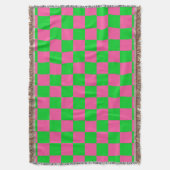 Roze groen geruit controlepatroon deken (Voorkant Verticaal)