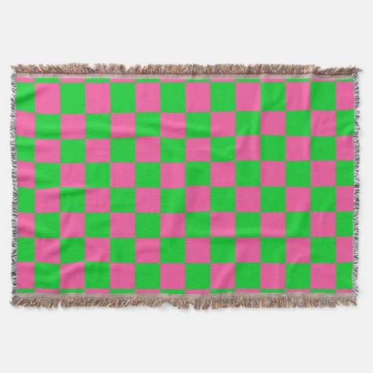 Roze groen geruit controlepatroon deken (Voorkant)