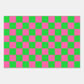 Roze groen geruit controlepatroon inpakpapier vel (Voorkant 2)