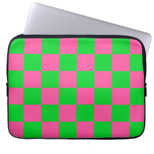 Roze groen geruit controlepatroon laptop sleeve