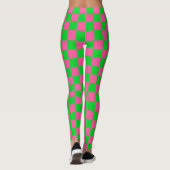 Roze groen geruit controlepatroon leggings (Achterkant)
