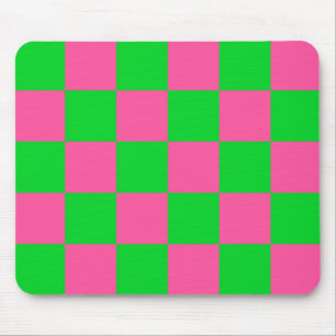 Roze groen geruit controlepatroon muismat