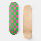 Roze groen geruit controlepatroon persoonlijk skateboard (Voorkant)