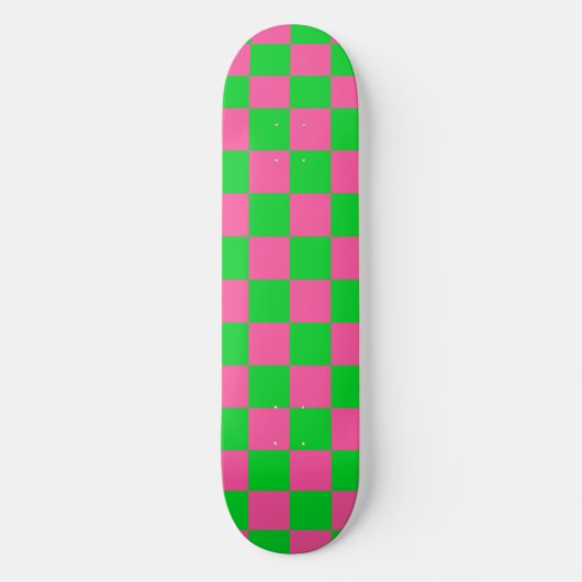 Roze groen geruit controlepatroon persoonlijk skateboard (Voorkant)