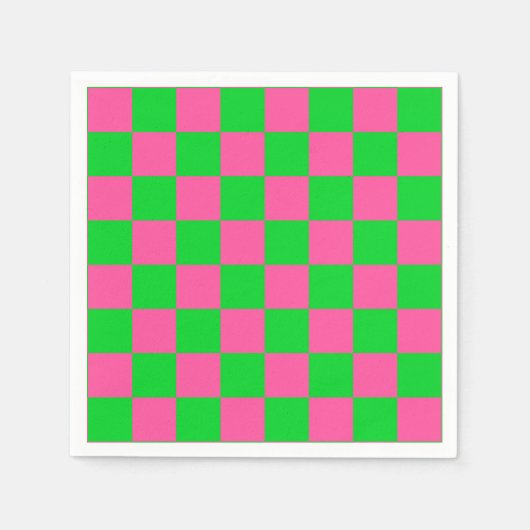 Roze groen geruit controlepatroon servet (Voorkant)