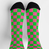 Roze groen geruit controlepatroon sokken (Top)