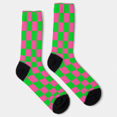 Roze groen geruit controlepatroon sokken (Rechts)
