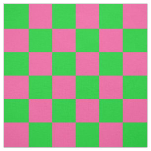 Roze groen geruit controlepatroon stof