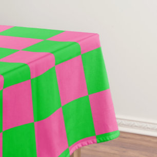 Roze groen geruit controlepatroon tafelkleed